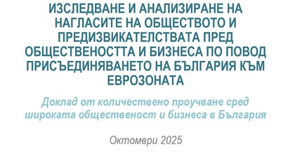Обществени нагласи сред граждани и бизнес за въвеждането на еврото в България към окромври 2025